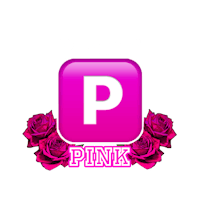 a pink logo with roses and the word pushin