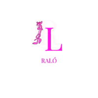 a pink logo with the word r l on it